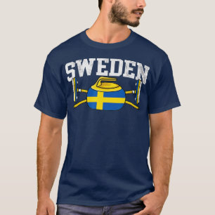 Schweden Curling Broom Winter Eissport Schwedische T-Shirt