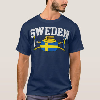 Schweden Curling Broom Winter Eissport Schwedische T-Shirt