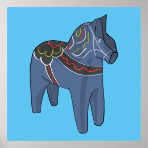 Schweden Dala Horse Dalecarlian Schwedisch Poster