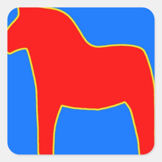 Schweden Dala Horse Quadratischer Aufkleber (Vorderseite)