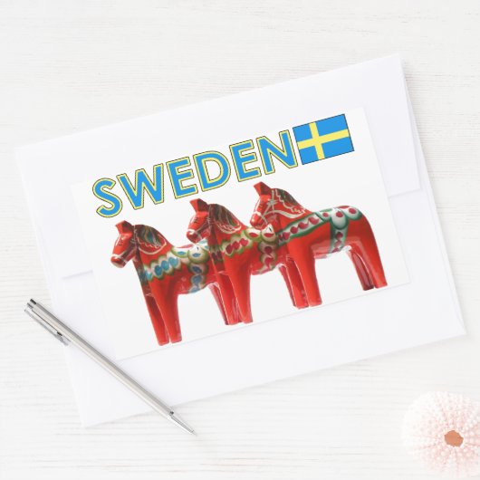 Schweden Dala Pferde Rechteckiger Aufkleber (Umschlag)
