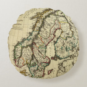 Schweden, Dänemark, Norwegen mit den Grenzen Rundes Kissen