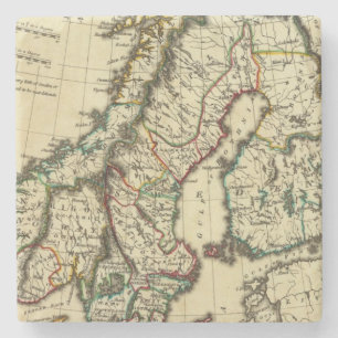 Schweden, Dänemark, Norwegen mit den Grenzen Steinuntersetzer