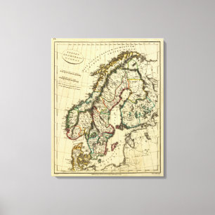 Schweden, Dänemark, Norwegen mit umrissenen Grenze Leinwanddruck
