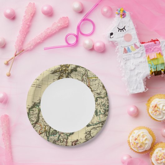 Schweden, Dänemark, Norwegen mit umrissenen Grenze Pappteller (Party)