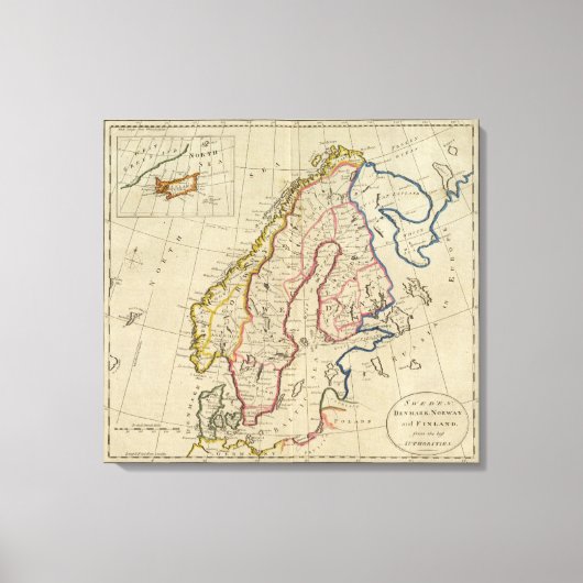 Schweden, Dänemark, Norwegen und Finnland 3 Leinwanddruck (Vorderseite)