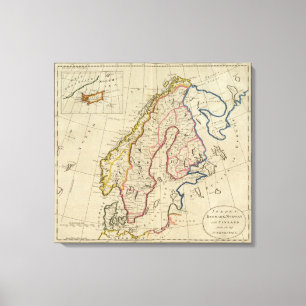 Schweden, Dänemark, Norwegen und Finnland 3 Leinwanddruck