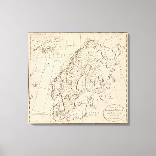 Schweden, Dänemark, Norwegen und Finnland Leinwanddruck (Vorderseite)