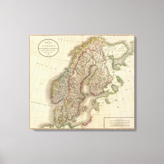 Schweden, Dänemark und Norwegen Leinwanddruck (Vorderseite)