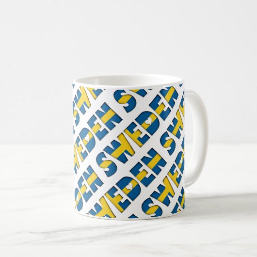 Schweden Flag Farben Typografie Muster Herz Kaffeetasse (VorderseiteRechts)