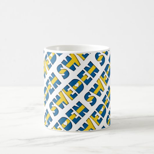 Schweden Flag Farben Typografie Muster Herz Kaffeetasse (Mittel)
