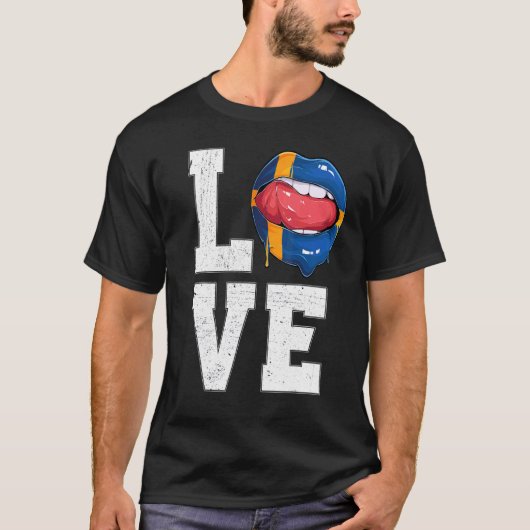 Schweden Flag Fußball-Liebe Schwede T-Shirt (Vorderseite)