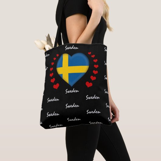 Schweden Flag & Herz, Schwedische Flagge / Sport Tasche (Von Nahem)