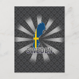 Schweden Flag Map 2.0 Postkarte