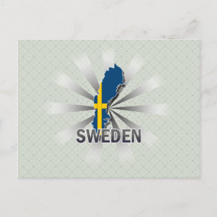 Schweden Flag Map 2.0 Postkarte