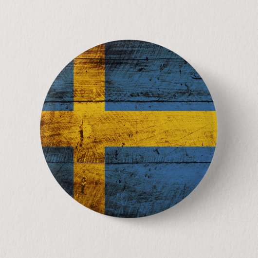 Schweden-Flagge auf altem hölzernem Korn Button (Vorderseite)