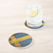 Schweden-Flagge auf altem hölzernem Korn Untersetzer (Seite)