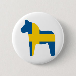Schweden-Flagge Dala Pferd Button