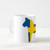 Schweden-Flagge Dala Pferd Kaffeetasse (Vorderseite Links)