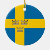 Schweden Flagge / Drei Kronen hinzugefügt Keramik Ornament (Vorne)