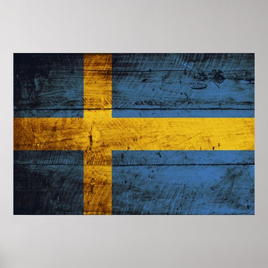 Schweden Flagge für altes Holzkörnchen Poster (Vorne)