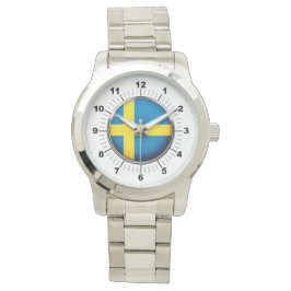 Schweden-Flagge für Frauen - Oversized Silver Watc Armbanduhr
