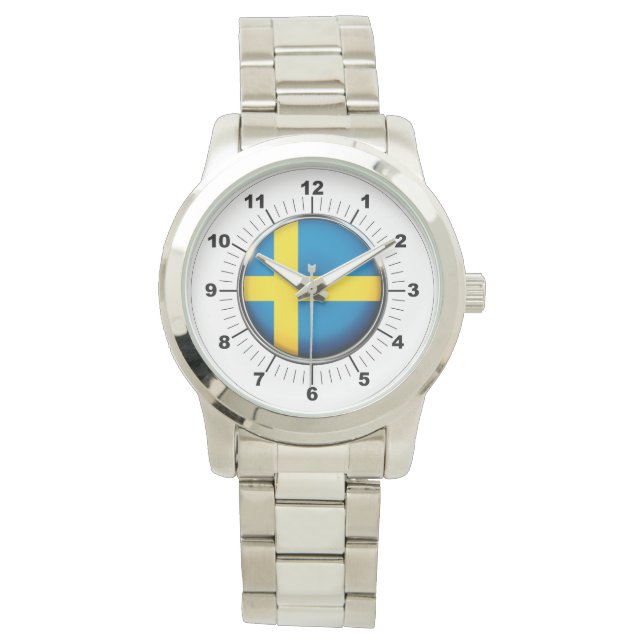Schweden-Flagge für Frauen - Oversized Silver Watc Armbanduhr (Vorderseite)