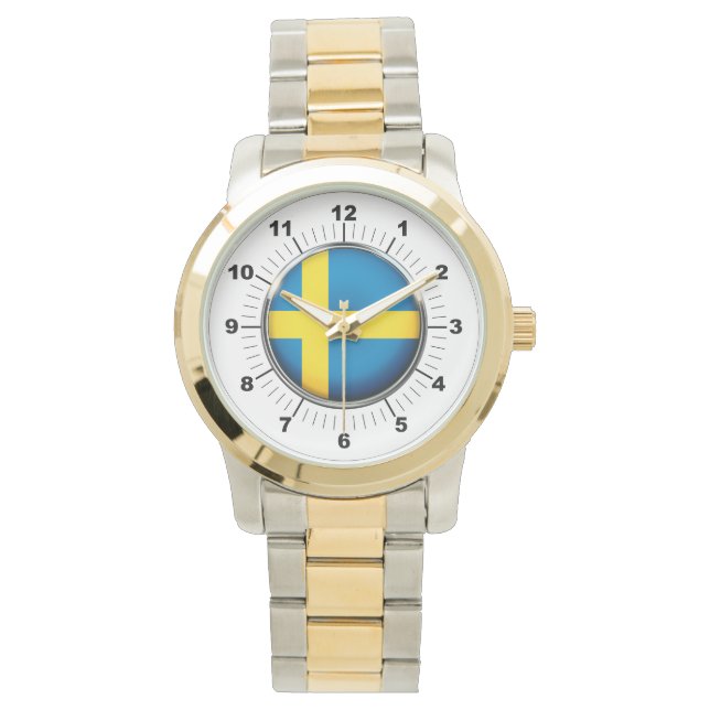 Schweden-Flagge für Frauen - Oversized Zwei-Tone-U Armbanduhr (Vorderseite)