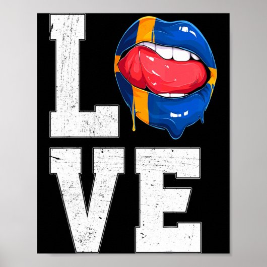 Schweden-Flagge Fußball-Fan Liebe Schwede T-Shirt Poster (Vorne)