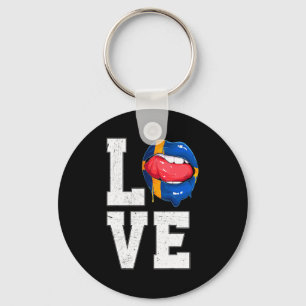 Schweden-Flagge Fußball-Fan Liebe Schwede T-Shirt Schlüsselanhänger