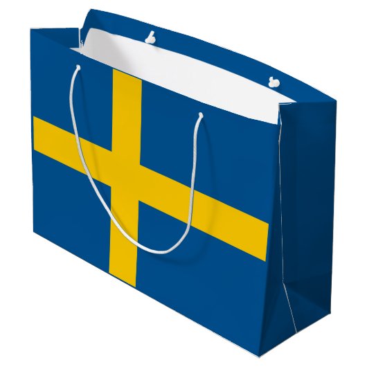 Schweden-Flagge Große Geschenktüte (Rückseite Schrägansicht)