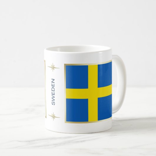 Schweden-Flagge + Karten-Tasse Kaffeetasse (VorderseiteRechts)