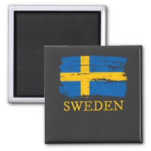 Kühlschrankmagnet,Magnetschild Motiv Flagge:Schweden,shabby,chic,alt,abgenutzt 