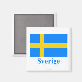 Schweden Flagge mit Name auf Schwedisch Magnet (Vorderseite/Rückseite)