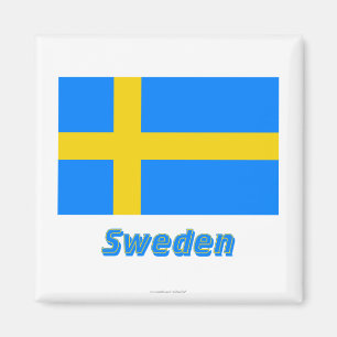 Schweden-Flagge mit Namen Magnet