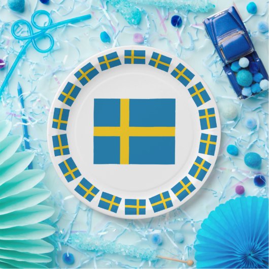 SCHWEDEN-FLAGGE PAPPTELLER (Party)