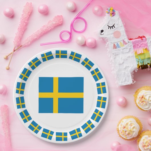 SCHWEDEN-FLAGGE PAPPTELLER (Party)
