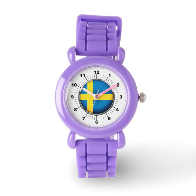 Schweden Flagge Roter Glitzer-Strap Watch Armbanduhr (Vorderseite)