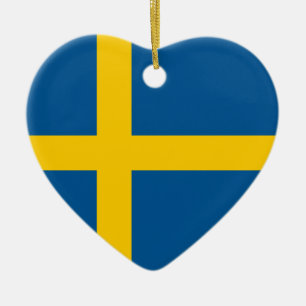 Schweden-Flaggen-Herz-Verzierung Keramik Ornament