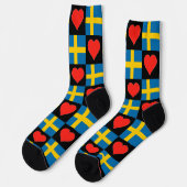 Schweden Flaggen Herzmuster Spaß schwedischer Stol Socken (Linkes Detail)