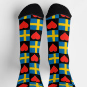 Schweden Flaggen Herzmuster Spaß schwedischer Stol Socken (Oben)