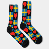 Schweden Flaggen Herzmuster Spaß schwedischer Stol Socken (Rechts)