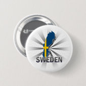 Schweden-Flaggen-Karte 2,0 Button (Vorne & Hinten)