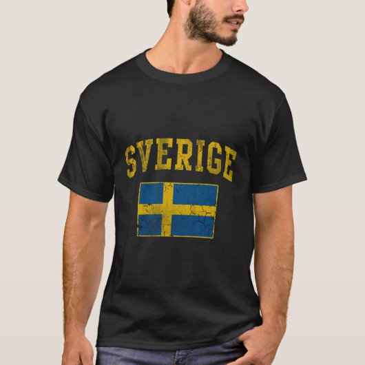 Schweden Flaggen-Zuhause Vintag ausgeblendet T-Shirt (Vorderseite)