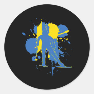 Schweden - Flaggenbiathlonist - Schwedischer Biath Runder Aufkleber