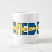 Schweden Flaggenfarben Typografie Muster Herz Jumbo-Tasse (Vorderseite)