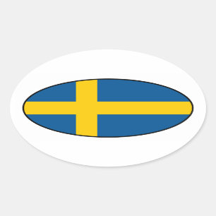 Schweden Flaggenoval-Aufkleber Ovaler Aufkleber