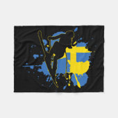Schweden Flaggenskifahrer - Schwedischer Alpin-Ski Fleecedecke (Vorderseite (Horizontal))