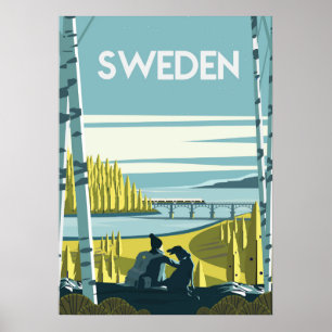 Schweden Forest Nature Reiseplakat Vintag Poster
