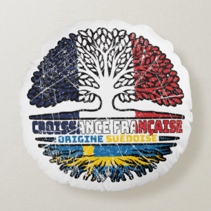 Schweden Französisch-Französisch-Tree-Roots-Flag Rundes Kissen